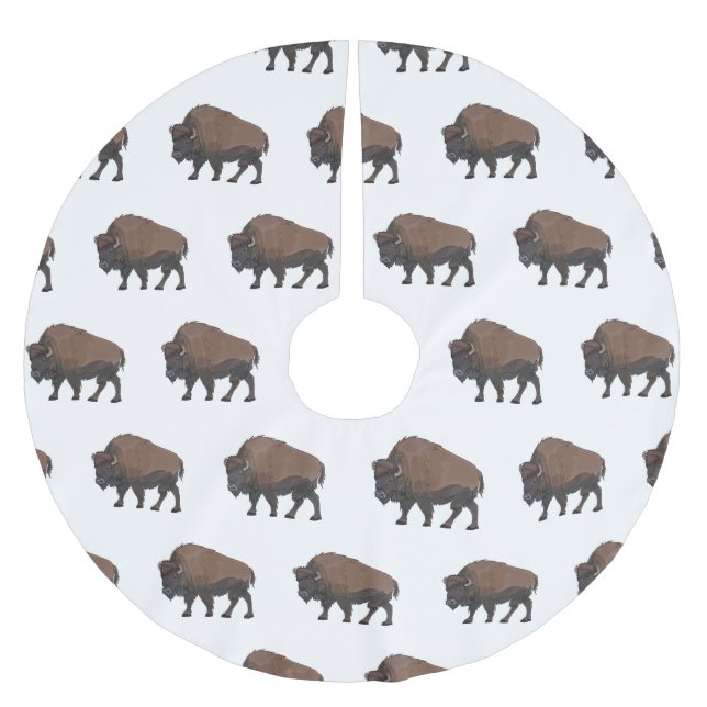 Bison-Cartoon-Abbildung Polyester Weihnachtsbaumdecke (Vorderseite)