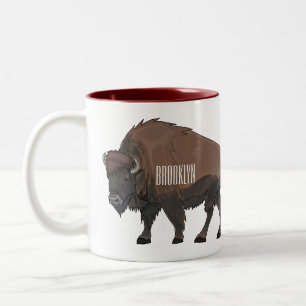 Bison-Cartoon-Abbildung Zweifarbige Tasse