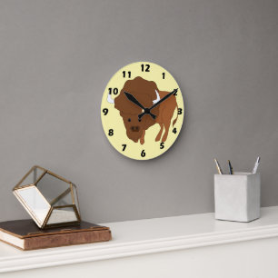 Bison-Design Runde Wanduhr