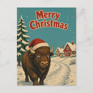 Bison Eisiger Pfad Tier Weihnachten Postkarte