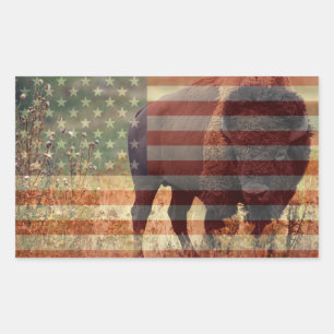 Bison Flag Rechteckiger Aufkleber