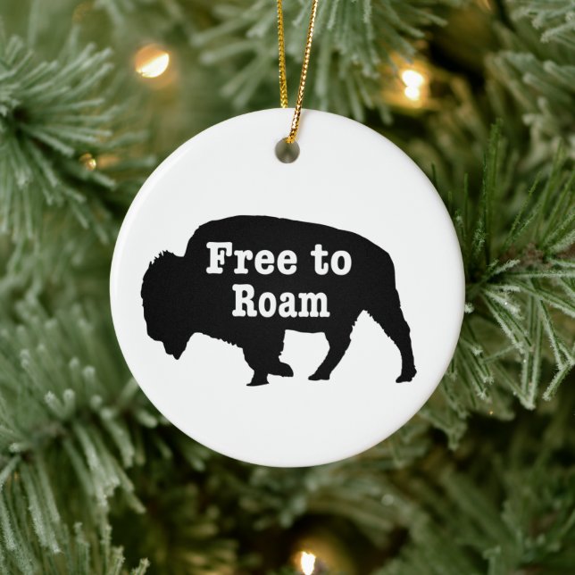Bison free to roam keramik ornament (Baum)