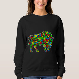 Bison Funny Puzzle Animes Autismus Bewusstsein Sweatshirt