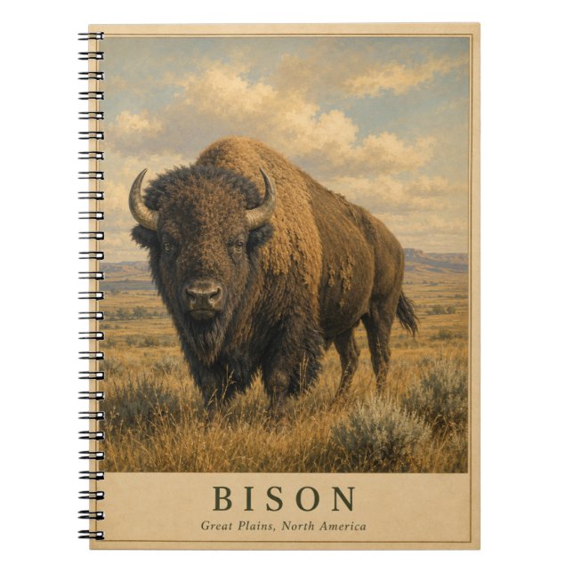Bison Great Plains VINTAGE Notizblock (Vorderseite)