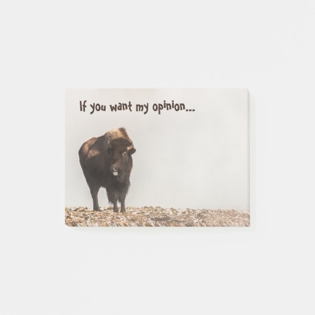 Bison hält seine Zunge raus - Spaß - Funny Post-it Klebezettel (Vorderseite)