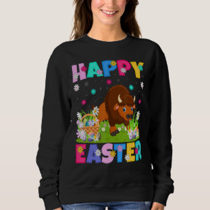 Bison Happy Oaster Bunny Bison Ostersonntag Sweatshirt