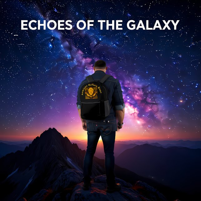 Bison Head Silhouette gegen Gebirgslandschaft Bedruckter Rucksack (Von Creator hochgeladen)