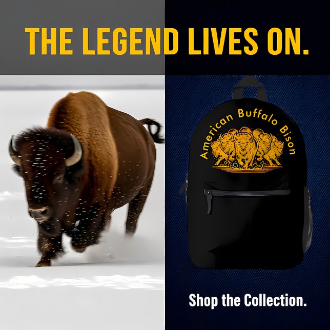 Bison Herd durch das Wasser in der Natur Bedruckter Rucksack (Von Creator hochgeladen)