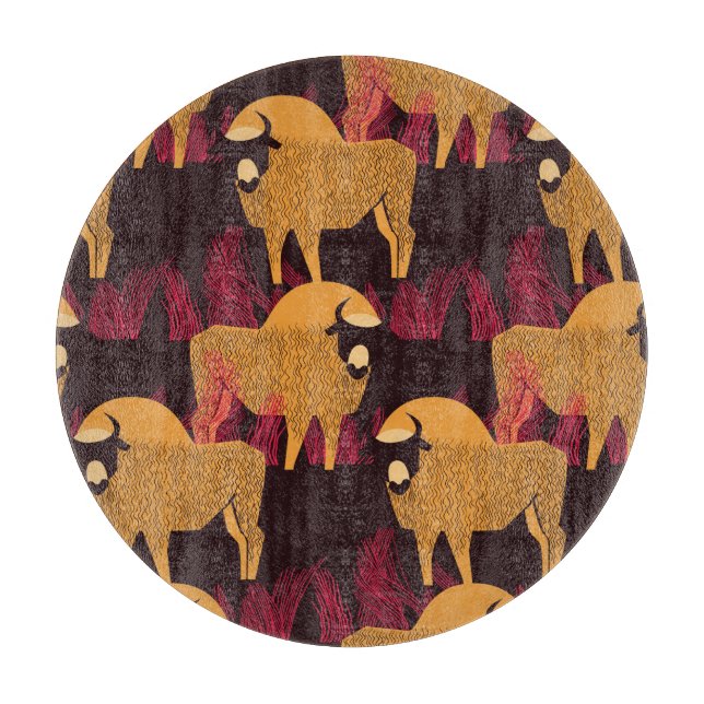 Bison High Grass: Feldmuster. Schneidebrett (Vorderseite)