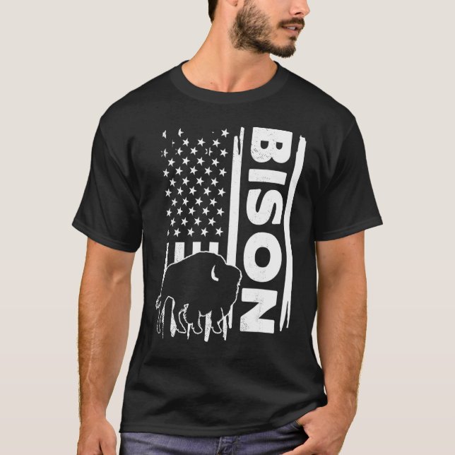 Bison hunting US flag graphic concept T-Shirt (Vorderseite)