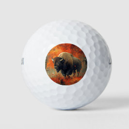 Bison im Herbstwald Artwork Golfball