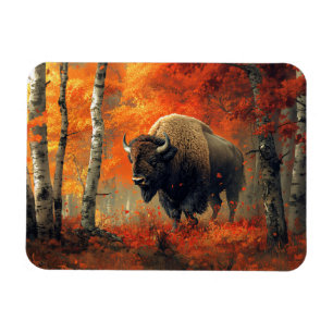 Bison im Herbstwald Artwork Magnet