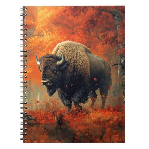 Bison im Herbstwald Artwork Notizblock