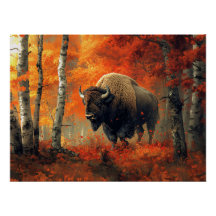 Bison im Herbstwald Artwork