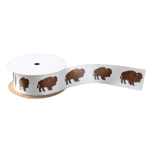 Bison in Cartoon 1,5 Zoll Satinband