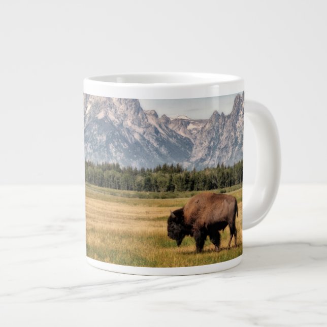 Bison in den Tetons Jumbo-Tasse (Vorderseite Rechts)