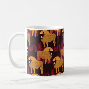 Bison in einem Feld mit hohem Gras, nahtlos Kaffeetasse