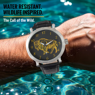 Bison in einer Walddarstellung Armbanduhr