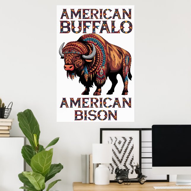 Bison in Feathers Poster (Heimbüro)