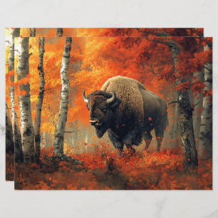Bison in Herbst Woods Scrapbook Paper
