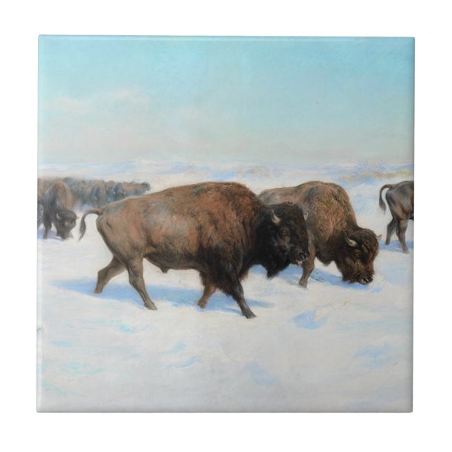 Bison in the Snow (von Rosa Bonheur) Fliese (Vorderseite)