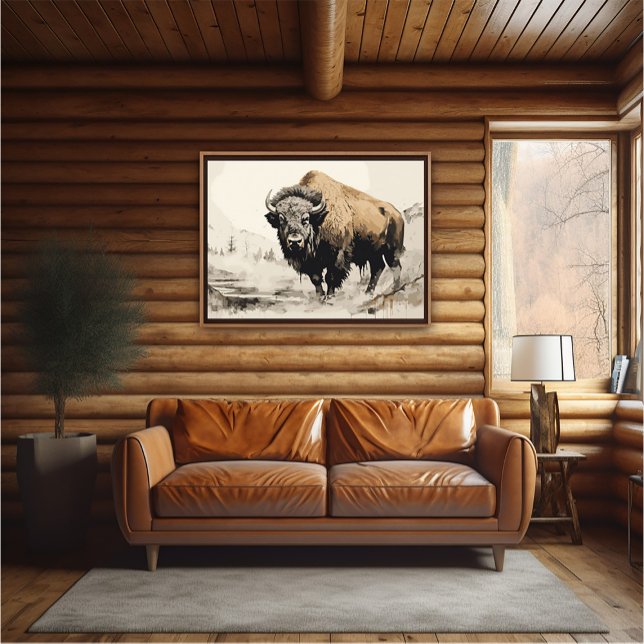 Bison in Woods Impressionist Painting - AI Poster (Von Creator hochgeladen)