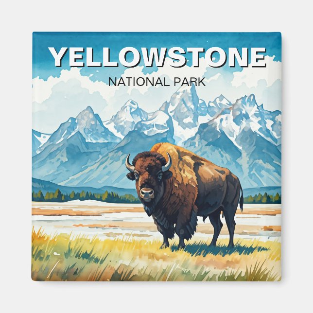 Bison in Yellowstone Nationalpark Magnet (Vorne)