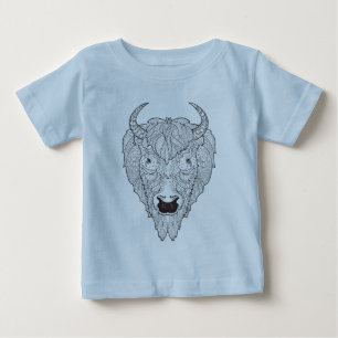 Bison-Kopf-Gekritzel Baby T-shirt