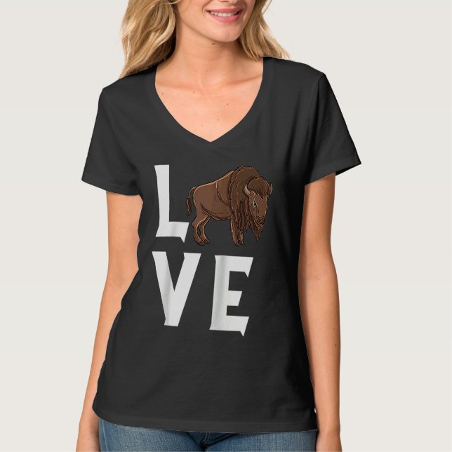 Bison Love Cow Buffalo National Park Western Wildl T-Shirt (Vorderseite)