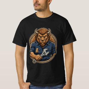 Bison Mechaniker Stark - Büffel Garage Schraubensc T-Shirt