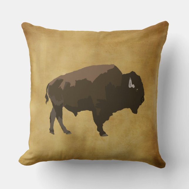 Bison | Mighty American Buffalo | Tatanka Zeichnen Kissen (Vorderseite)