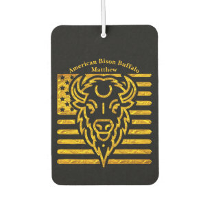 Bison mit amerikanischem Flaggenrahmen Autolufterfrischer