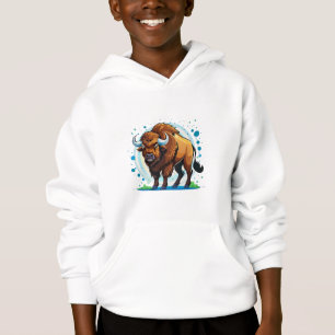 Bison mit großen Hörnern Hoodie