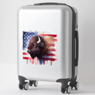Bison mit USA-Flagge Aufkleber