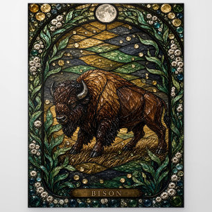 Bison Open Prairie Illumina Buntglas Postkarte