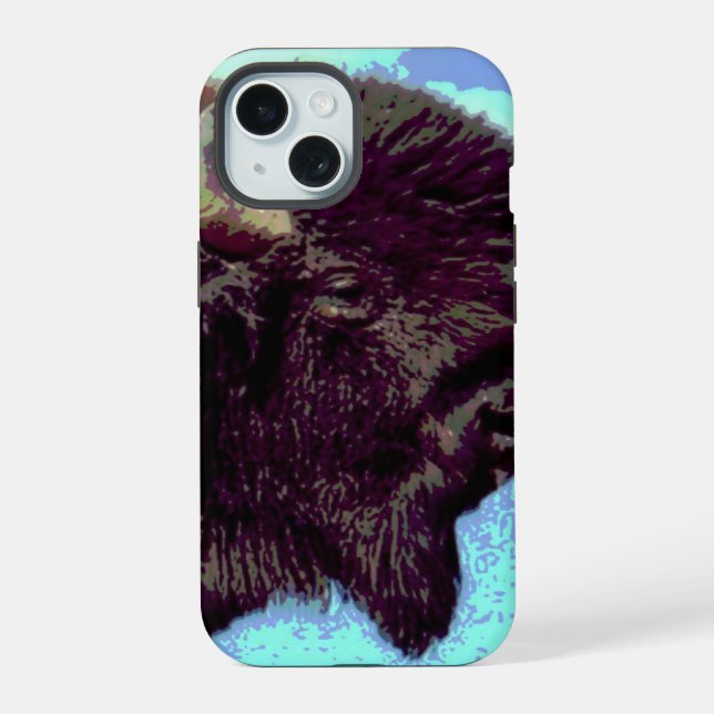 Bison Pop-Art iPhone 15 Hülle (Rückseite)