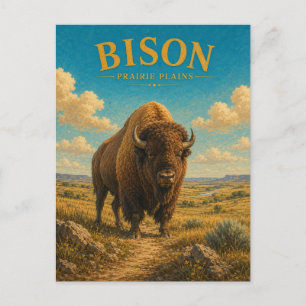 Bison Prairie Plains Aquarell GeoSaga Postkarte