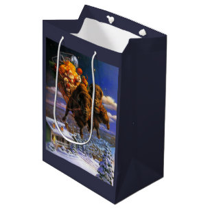 Bison Pulling Santa Claus Mittlere Geschenktüte