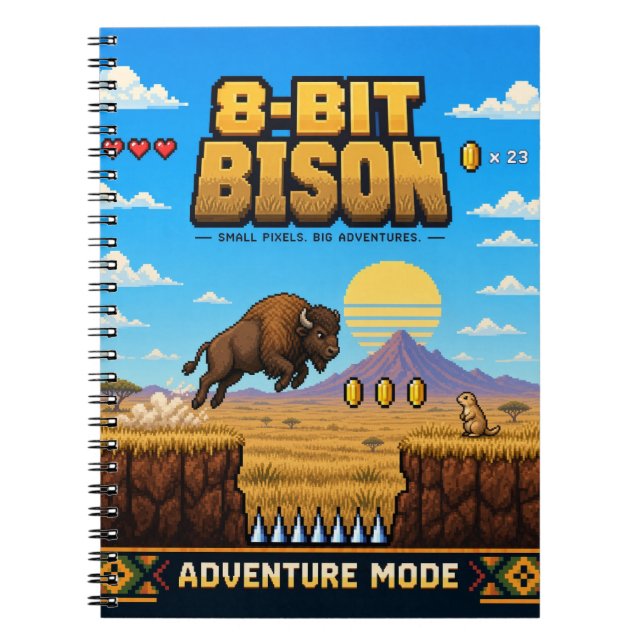 Bison, Retro-8-Bit-Pixelkunst Notizblock (Vorderseite)