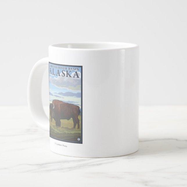 Bison Scene - Chitina River Basin, Alaska Jumbo-Tasse (Vorderseite Links)