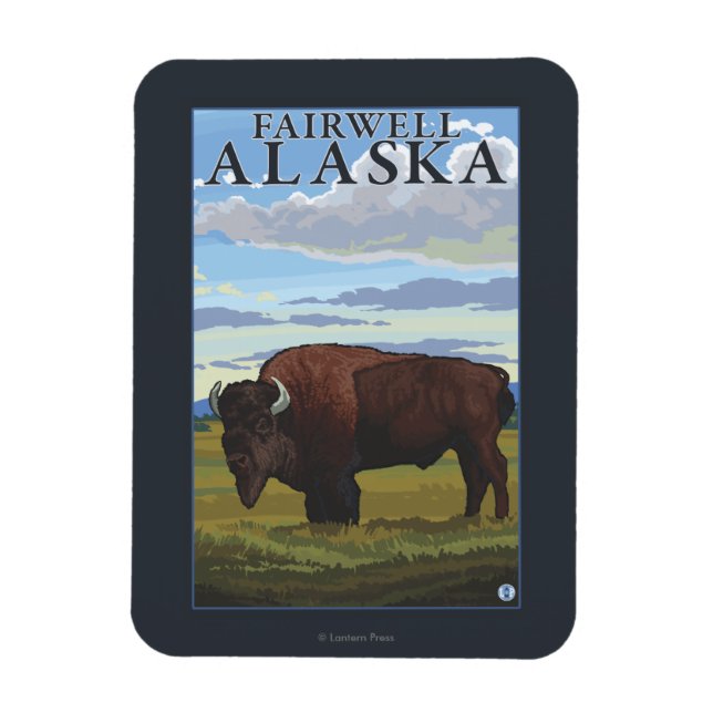 Bison Scene - Fairwell, Alaska Magnet (Vertikal)