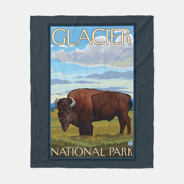 Bison Scene - Glacier National Park, MT Fleecedecke (Vorderseite)