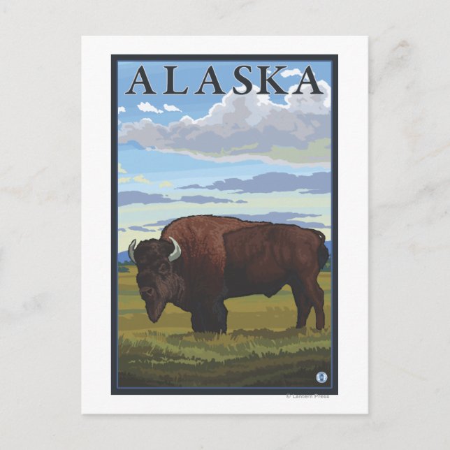 Bison Scene - Vintage Travel Poster Postkarte (Vorderseite)