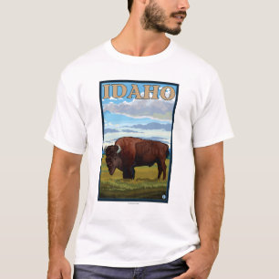 Bison SceneIdahoVintage Reise-Plakat T-Shirt