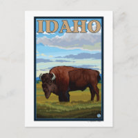 Bison SceneIdahoVintage Travel Poster