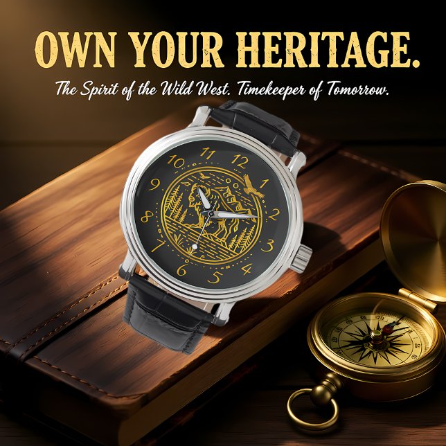 Bison steht majestätisch in einer natürlichen Land Armbanduhr (Von Creator hochgeladen)