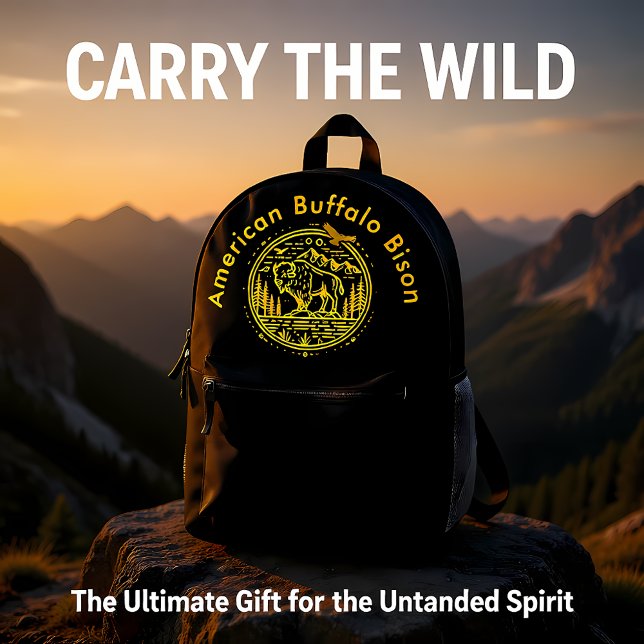 Bison steht majestätisch in einer natürlichen Land Bedruckter Rucksack (Von Creator hochgeladen)