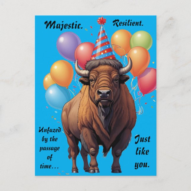 Bison Stoic Birthday Weisheit Postkarte (Vorderseite)
