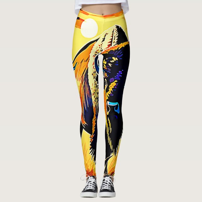 Bison Sunset Majestät Design Leggings (Vorderseite)