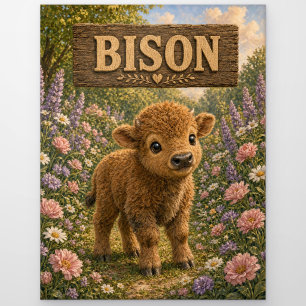 Bison Süßes Baby-Geschichtenbuch-Nursery-Tier Postkarte